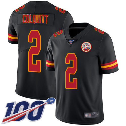 Youth Kansas City Chiefs #2 Colquitt Dustin Limited Black Rush Vapor Untouchable 100th Season Football Nike NFL Jersey->youth nfl jersey->Youth Jersey